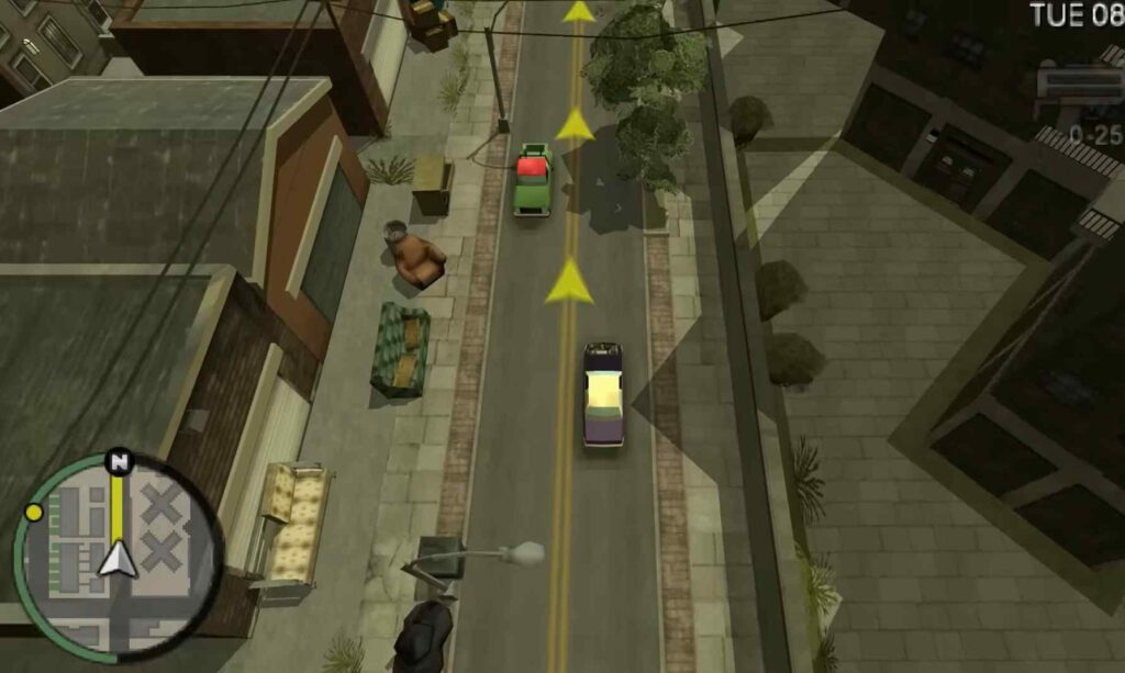 The car is going from the busy road.